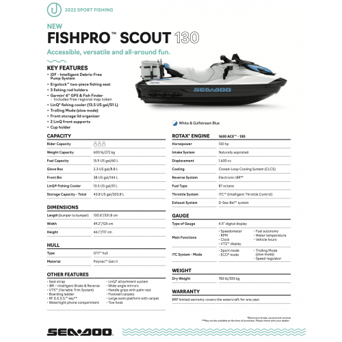 SEA-DOO GTI FishPro Scout iDF 130 2022