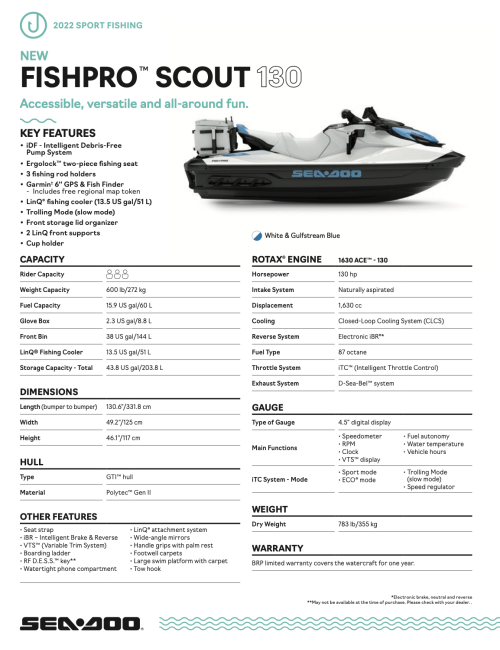 SEA-DOO GTI FishPro Scout iDF 130 2022