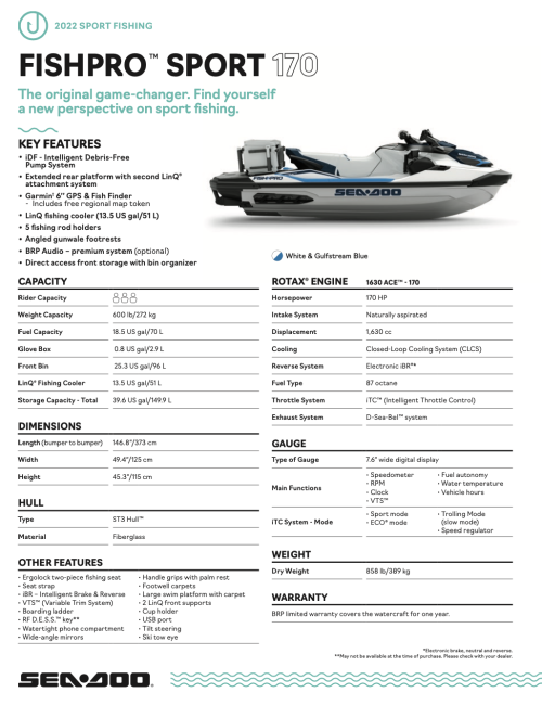 SEA-DOO FishPro Sport iDF 170 2022