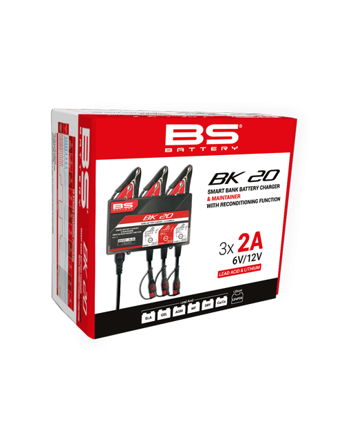 BS BATTERY BK20 Smart Battery Charger -6V/12V 3x2A