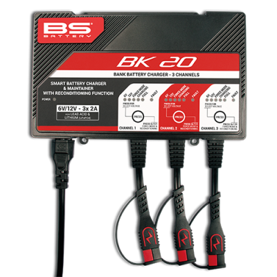 BS BATTERY BK20 Smart Battery Charger -6V/12V 3x2A