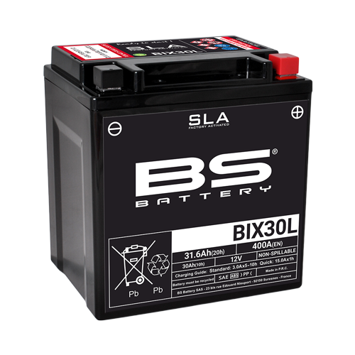 BS BATTERY SLA батерия - AGM (абсорбираща стъклена подложка) технология - Не изискваща поддръжка, фабрично активирана - BIX30L