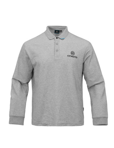 Tricou casual bărbătesc gri cu mânecă lungă, cu guler rotund