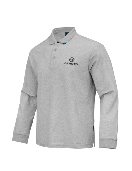 Tricou casual bărbătesc gri cu mânecă lungă, cu guler rotund