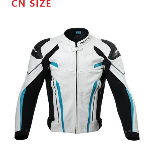 CFMOTO Men's Cycling White Leather Jacket