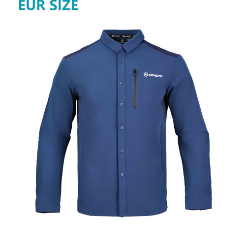 Cămașă Retro Albastră cu Mânecă Lungă