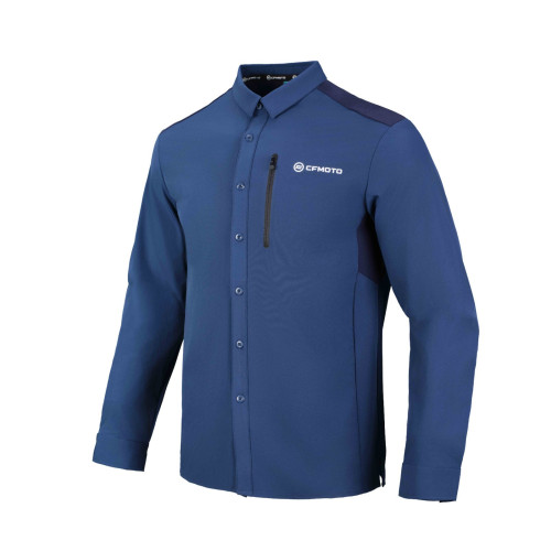 Men's Retro Blue Quick-Drying Long-Sleeved Shirt