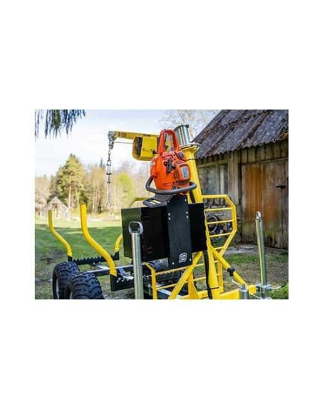 Luggage container with Iron Baltic chainsaw holder